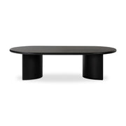 Four Hands Paden Oval Coffee Table 65” ~ Aged Black Acacia Wood Finish