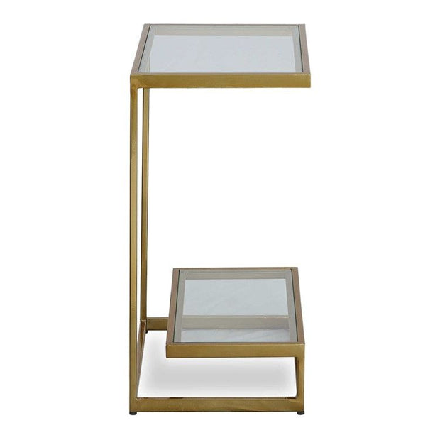 Uttermost Musing Glass Top With Brushed Brass Base Accent Table