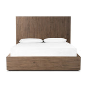 Four Hands Leo Vertical Reed Bed ~ Rustic Grey Oak Queen Size Bed