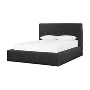 Four Hands Quincy Bed ~ Lisbon Charcoal Upholstered Performance Fabric King Size Bed