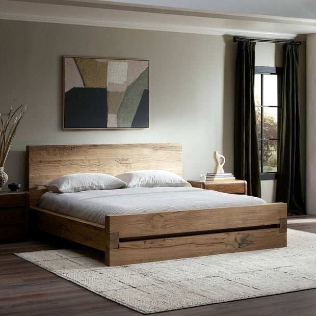 Four Hands Lia Reclaimed Wood Bed ~ Natural French Oak King Size Bed