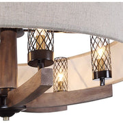 Uttermost Woodall Oatmeal Linen Shade with Curved Wood 6 Light Chandelier