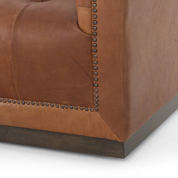 Four Hands Maxx Tufted Leather Sofa 95" ~ Heirloom Sienna
