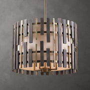 Uttermost Myers Warm Gray Wood and Antiqued Brass Modern 4 Light Pendant
