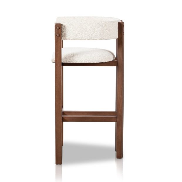 Four Hands Vittoria Bar Stool ~ Knoll Natural Upholstered Performance Boucle  Fabric