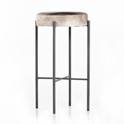 Four Hands Nocona Iron Bar Stool ~ Speckled Hide Leather Cushioned Seat