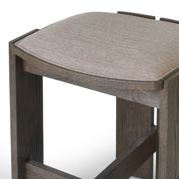 Four Hands Hoven Counter Stool ~ Alcala Fawn Performance Fabric Cushioned Seat