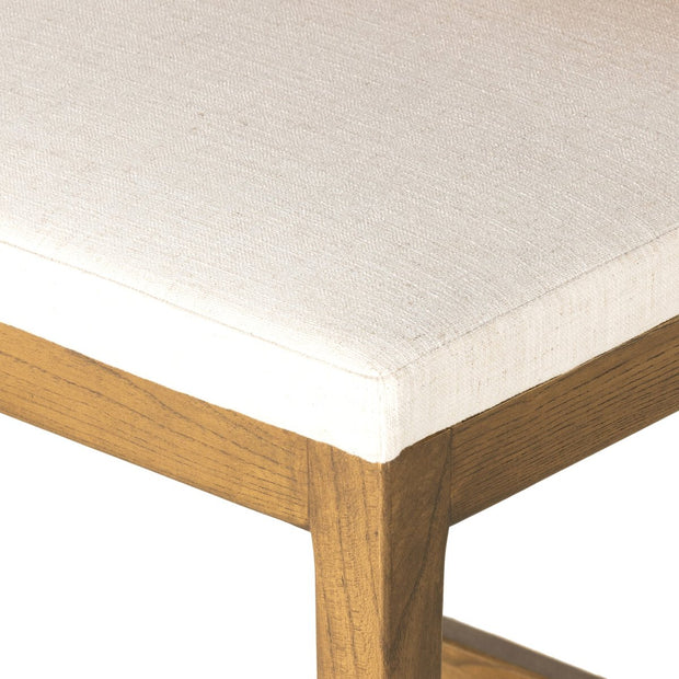 Four Hands Sem Leather Counter Stool ~ Halcyon Ivory Performance Fabric Cushioned Seat