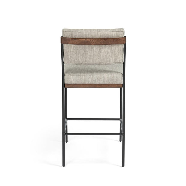 Four Hands Benton Bar Stool ~ Saville Flannel Performance Fabric Cushioned Seat and Back
