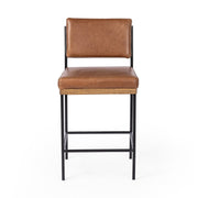 Four Hands Benton Counter Stool ~ Sonoma Chestnut Leather Cushioned Seat and Back
