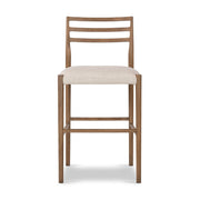 Four Hands Glenmore Ladderback Smoked Oak Bar Stool ~ Essence Natural Cushioned Seat