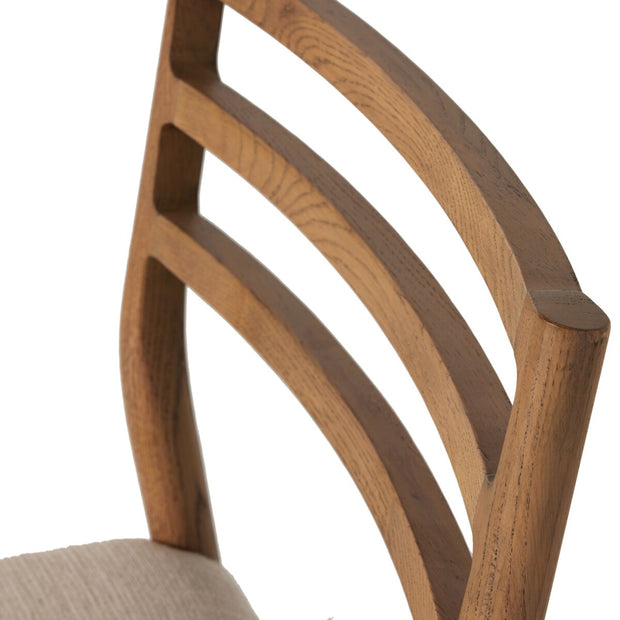 Four Hands Glenmore Ladderback Smoked Oak Counter Stool ~ Essence Natural Cushioned Seat