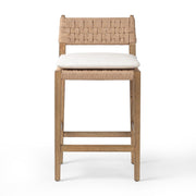 Four Hands Hamlin Counter Stool ~ Woven Seat Toasted Oak with Linen Seat Cushion