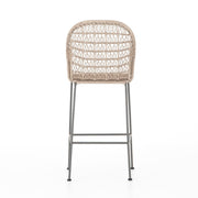 Four Hands Bandera Outdoor Bar Stool ~ Vintage White All Weather Wicker