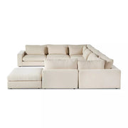 Four Hands Bloor 7 Piece Modular Deep Seating Sectional With Ottoman ~ Clairmont Sand Upholstered Woven Fabric