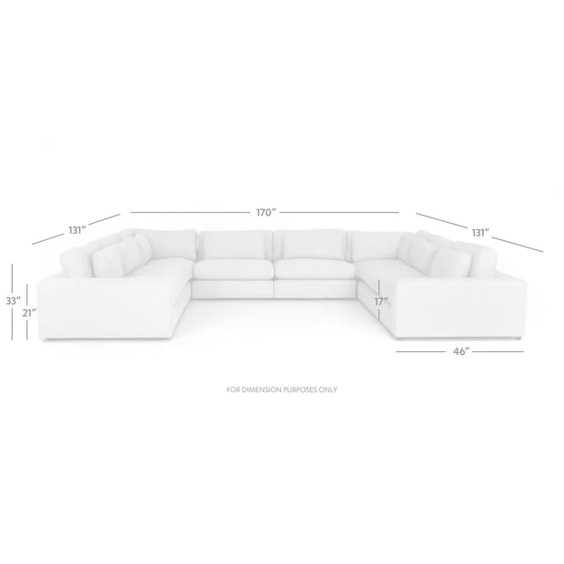 Four Hands Bloor 8 Piece Modular Deep Seating Sectional ~ Chess Pewter Upholstered Woven Fabric