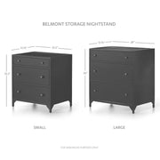 Four Hands Belmont Large Storage Black Iron Nightstand With Weathered Bronze Knobs