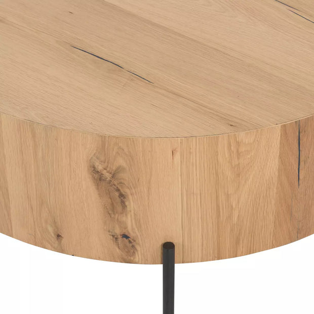 Four Hands Eaton Drum Coffee Table ~ Light Oak Wood Finish