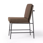 Four Hands Crete Iron and Wood Dining Chair ~ Fiqa Cocoa Performance Boucle Fabric Cushioned Seat