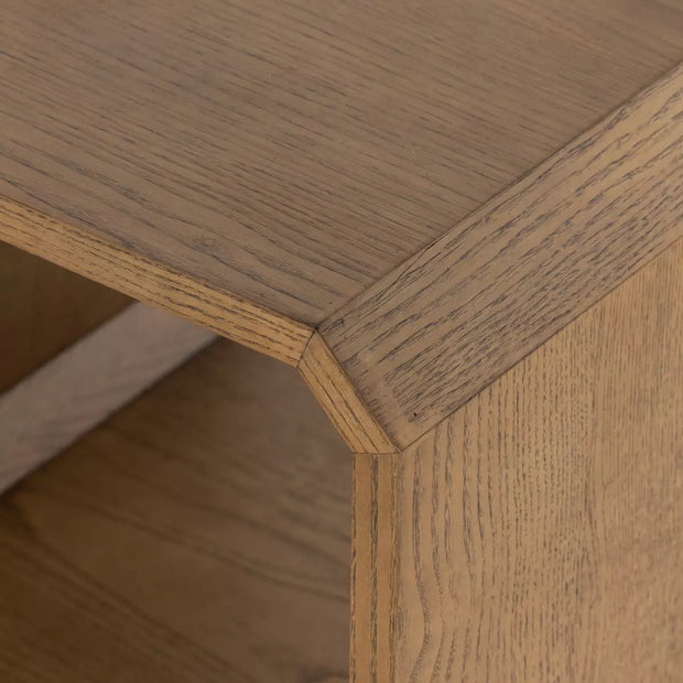 Four Hands Caspian End Table ~ Natural Ash Finish With Brass Hardware