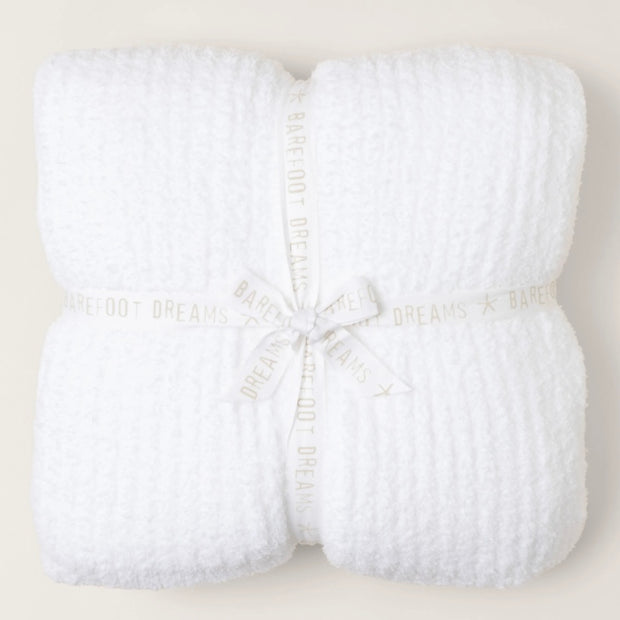 Barefoot Dreams Cozy Chic White Ribbed Bed Blanket Available in Queen and King Sizes