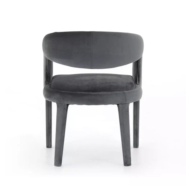 Four Hands Hawkins Dining Chair ~ Charcoal Velvet Upholstered Fabric