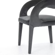 Four Hands Hawkins Dining Chair ~ Charcoal Velvet Upholstered Fabric