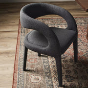 Four Hands Hawkins Dining Chair ~ Boucle Charcoal Upholstered Fiqa Performance Fabric