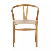 Four Hands Muestra Wishbone Dining Chair ~ All Weather Wicker Seat With Natural Teak Finish