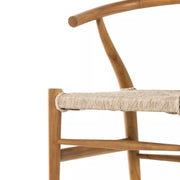 Four Hands Muestra Wishbone Dining Chair ~ All Weather Wicker Seat With Natural Teak Finish