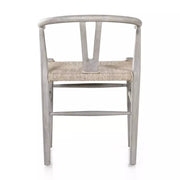 Four Hands Muestra Wishbone Dining Chair ~ All Weather Wicker Seat With Weathered Grey Teak Finish