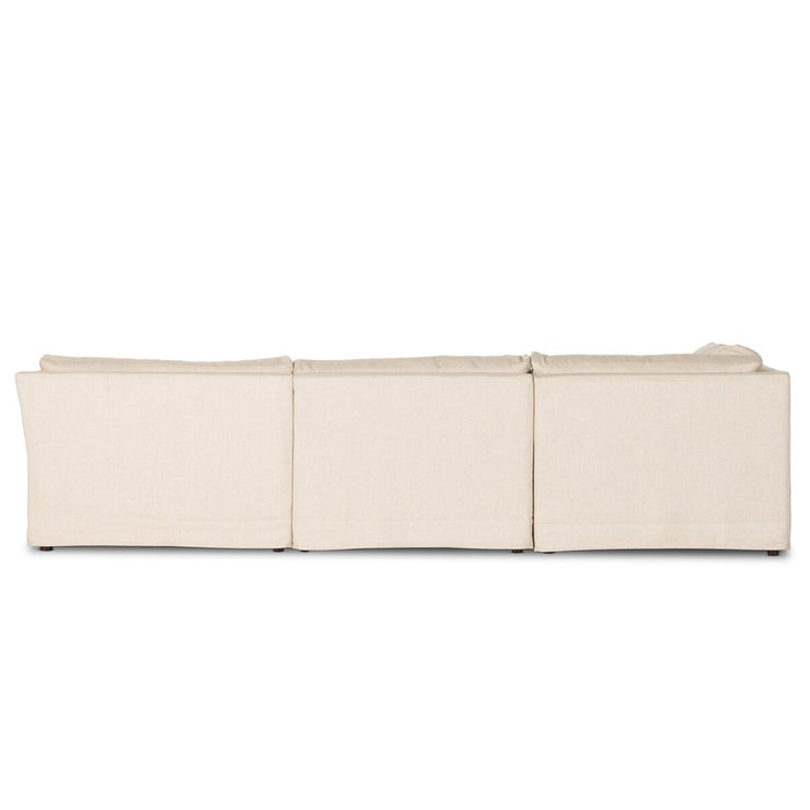 Four Hands Delray 4 Piece Right Arm Slipcovered Sectional With Ottomam ~ Evere Creme Performance Fabric Slipcover