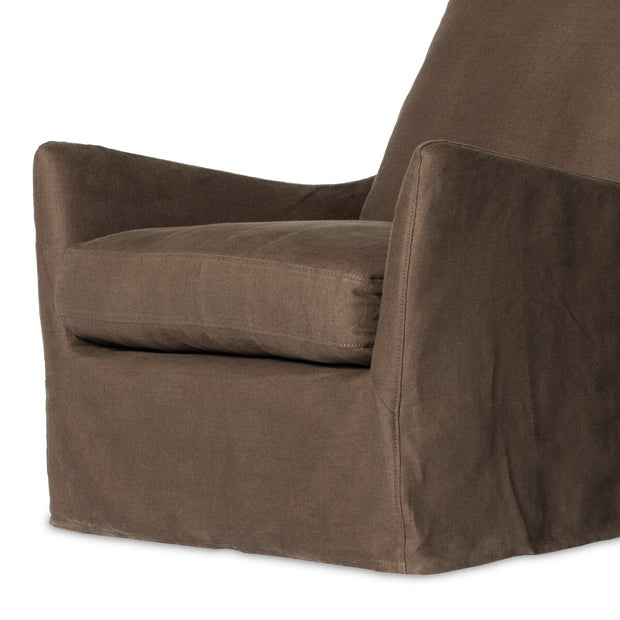 Four Hands Monette Slipcovered Swivel Chair ~ Brussels Coffee Linen Slipcover