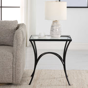 Uttermost Alayna Glass Top With Black Metal Base End Table
