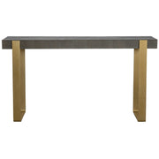 Uttermost Kea Walnut With Gray Glazing Top With Brushed Brass Iron Modern Console Table
