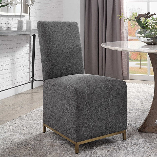 Uttermost Gerard Charcoal Gray Fabric Armless Accent Chairs Set of 2