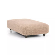 Four Hands Aniston Shearling Rectangle Ottoman ~ Andes Toast Upholstered Faux Mongolian Shearling Fur
