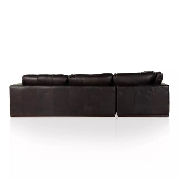 Four Hands Colt 3-Piece Sectional ~ Heirloom Cigar Upholstered Leather With Plinth Base