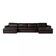 Four Hands Colt 3-Piece U Sectional ~ Heirloom Cigar Upholstered Leather With Plinth Base