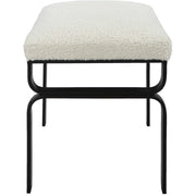 Uttermost Diverge White Faux Shearling Upholstered Seat Black Iron Bench