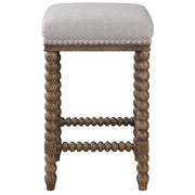 Uttermost Pryce Ivory Linen Performance Fabric Counter Stool With Wood Spindle Legs