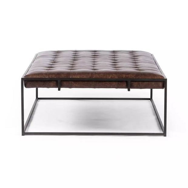 Four Hands Oxford Tufted Leather Coffee Table ~ Havana