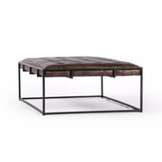 Four Hands Oxford Small Tufted Leather Coffee Table ~ Havana