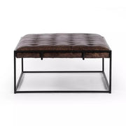 Four Hands Oxford Small Tufted Leather Coffee Table ~ Havana