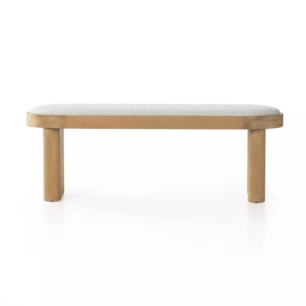 Four Hands Schwell Accent Bench ~ Knoll Natural Performance Fabric Cushioned Seat