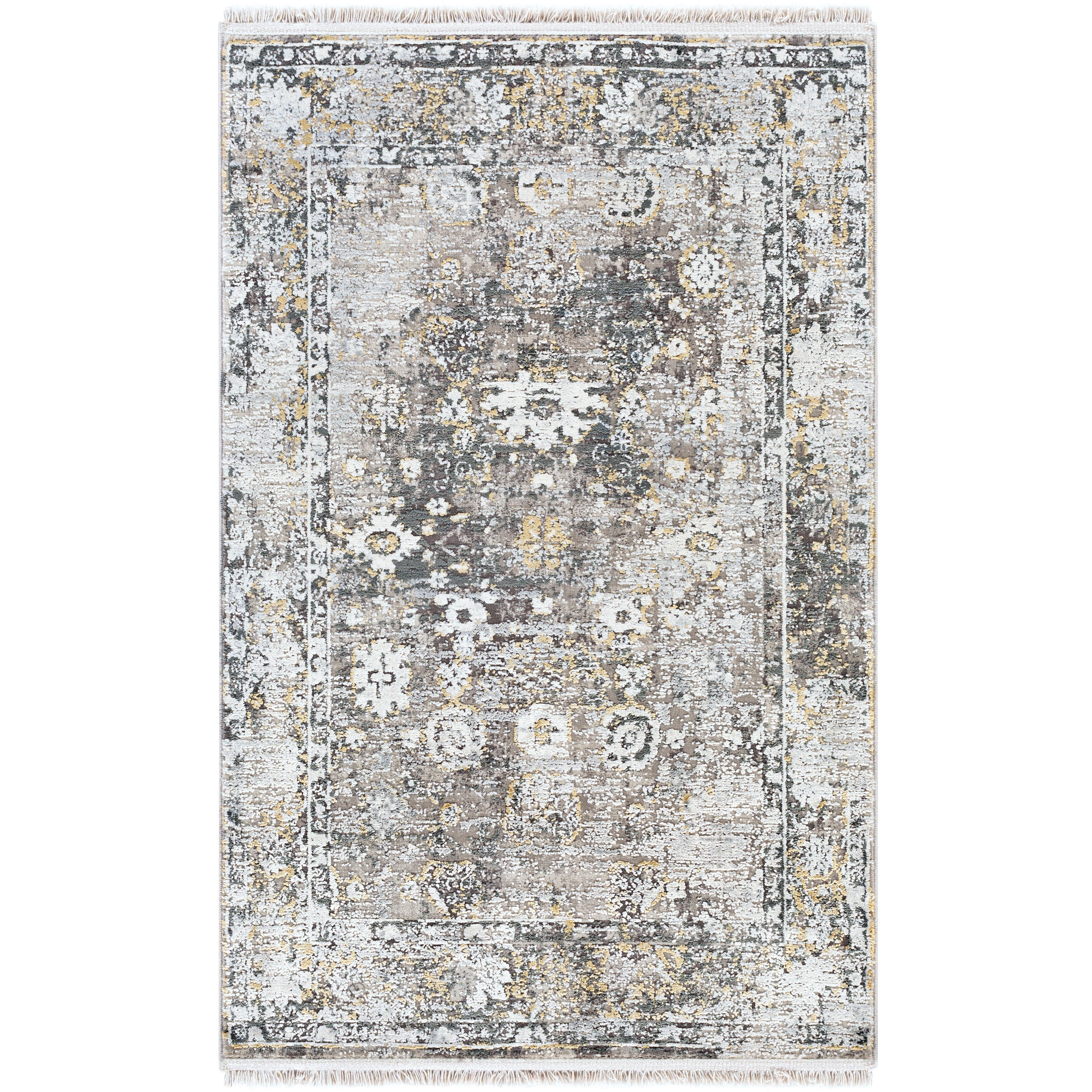 Surya Rugs Solar Collection Black, Gray, Charcoal, Saffron