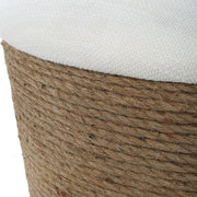Salt & Light Off White Fabric Cushioned Top With Natural Fiber Rope Accent Stool