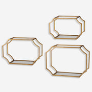 Uttermost Lindee Antiqued Gold Leaf and Glass Set of 3 Wall Shelves