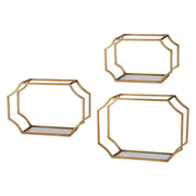 Uttermost Lindee Antiqued Gold Leaf and Glass Set of 3 Wall Shelves