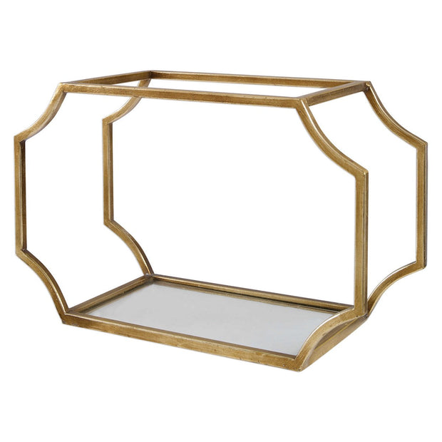 Uttermost Lindee Antiqued Gold Leaf and Glass Set of 3 Wall Shelves